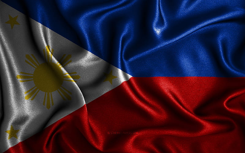 Philippines flag silk wavy flags, Asian countries, national symbols, Flag of Philippines, fabric flags, 3D art, Philippines, Asia, Philippines 3D flag, HD wallpaper