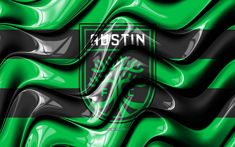 Austin FC flag green and black 3D waves, MLS, american soccer team, football, Austin FC logo, soccer, FC Austin, HD wallpaper