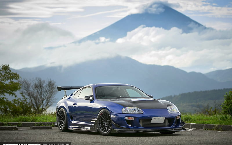Toyota Supra, blue Toyota, sports car, drift, tuning Supra, japan, HD wallpaper