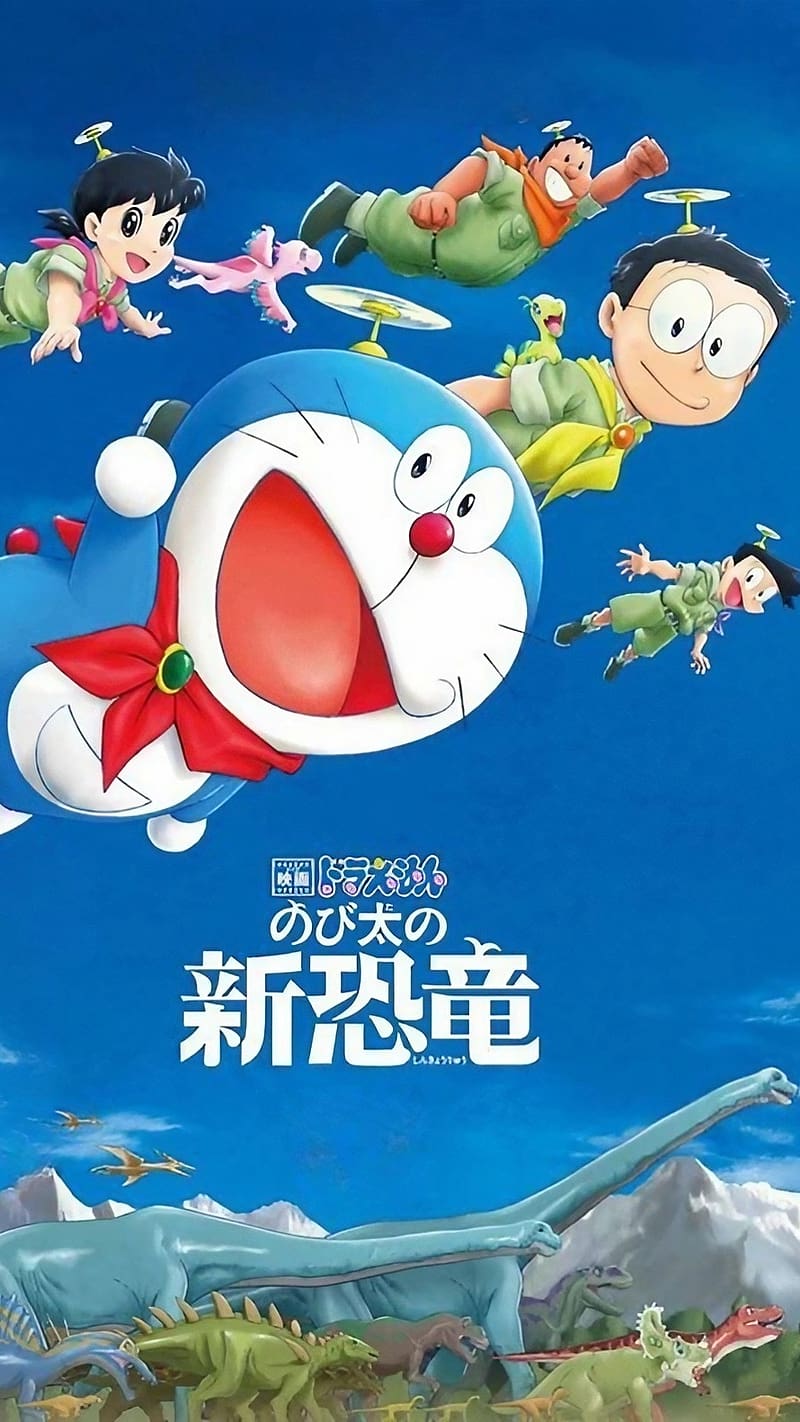 Doraemon New, Flying With Bamboo Copter, doraemon flying with bamboo copter, animated cartoon, HD phone wallpaper