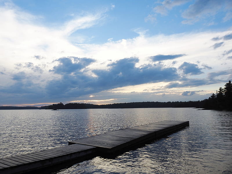 Lake In The Afternoon, Clouds, Dock, Sky, Eels Lake, graphy, Nature, HD wallpaper