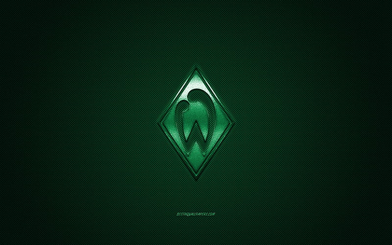 SV Werder Bremen, German football club, Bundesliga, green logo, green carbon fiber background, football, Bremen, Germany, SV Werder Bremen logo, HD wallpaper