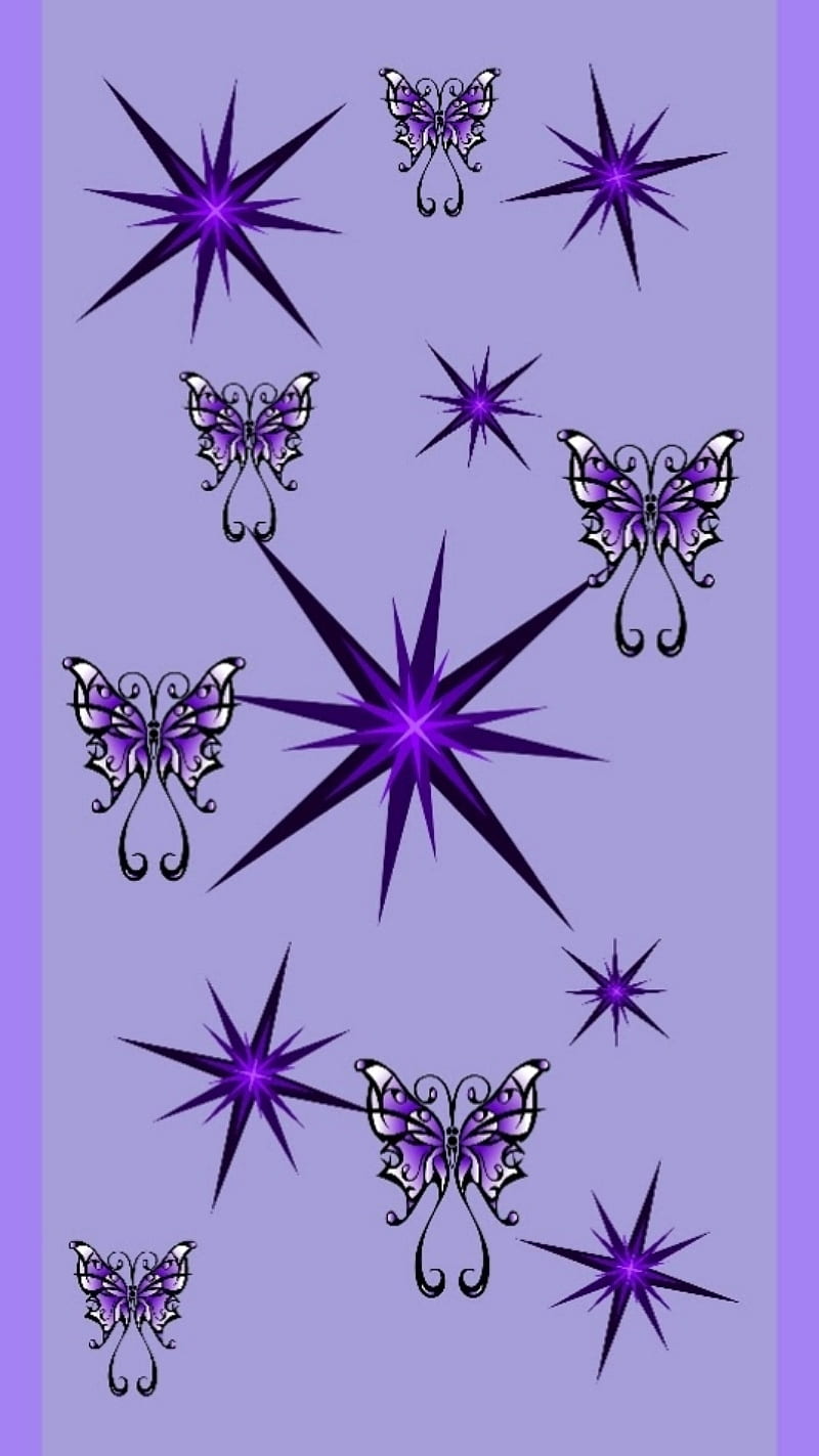 720P free download | Stary butterflies, black, purple, stars, HD phone