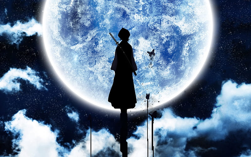 Anime, Moon, Bleach, Rukia Kuchiki, HD wallpaper