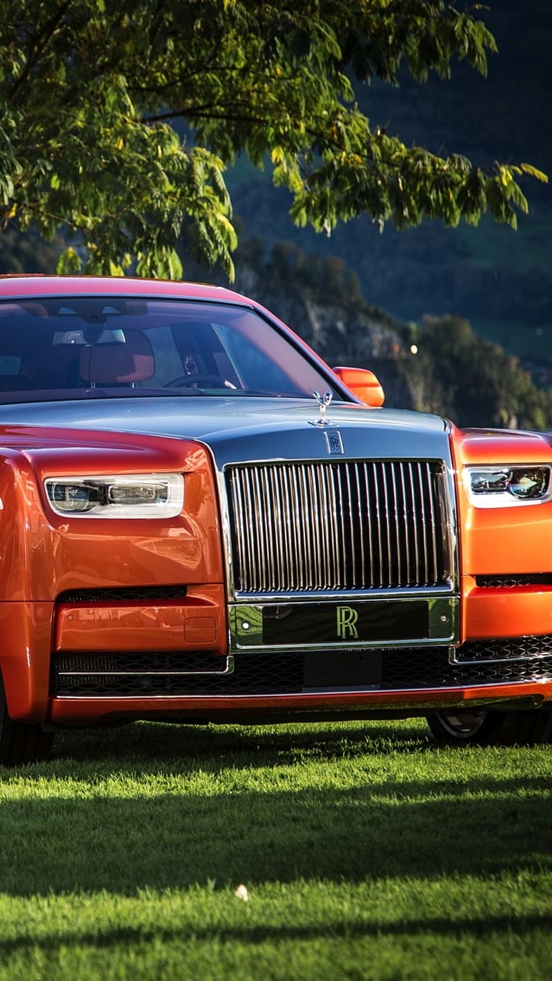 Rolls Royce Car, Orange Color, orange car, royal car, HD phone wallpaper