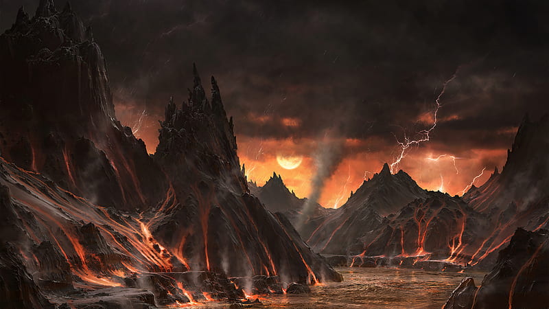 Dashara Lava Hell , lava, volcano, hell, artist, artwork, digital-art, artstation, HD wallpaper
