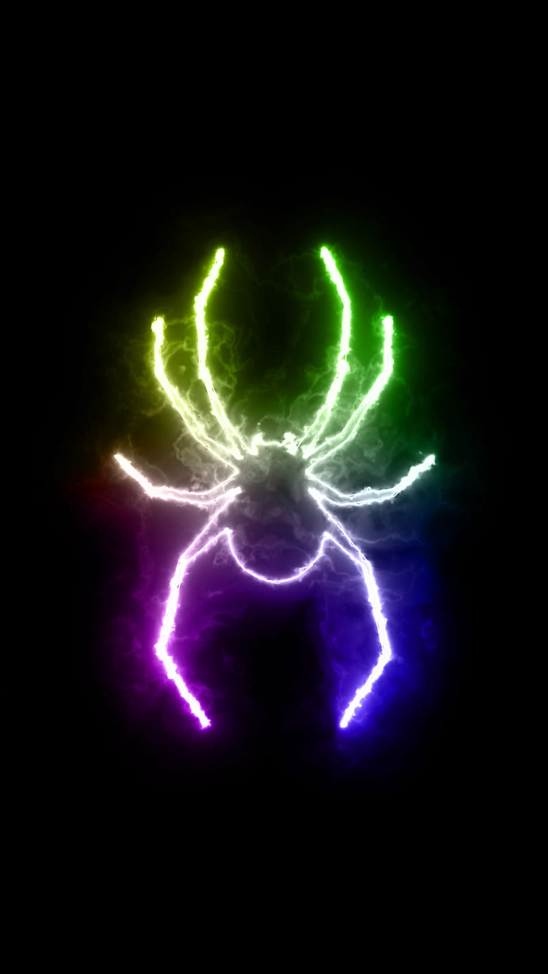 COLORS SPIDER, animals, black, green, light, neon, yellow, HD phone wallpaper