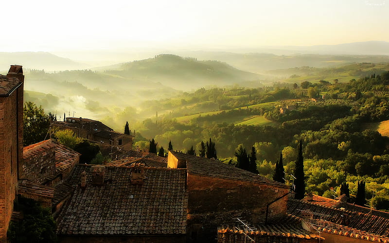 Rustic Tuscany, bonito, misty, sprawling, vast, wine country, HD wallpaper