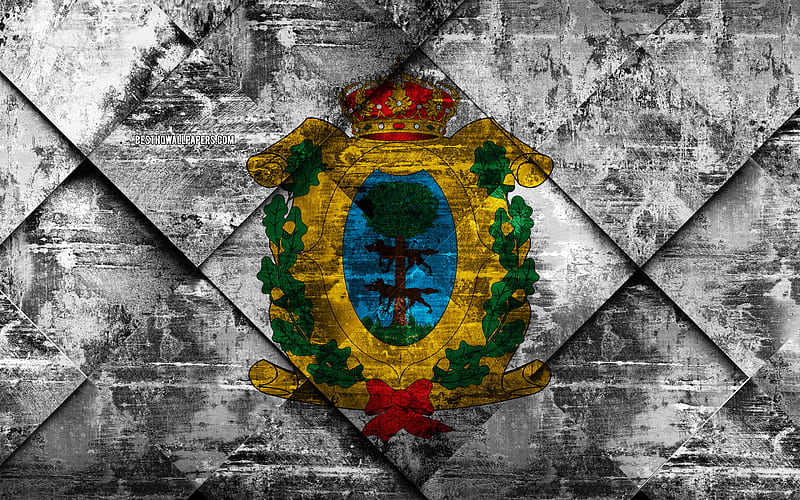 Flag of Durango, grunge art, rhombus grunge texture, Mexican state, Durango flag, Mexico, Durango, State of Mexico, creative art, HD wallpaper