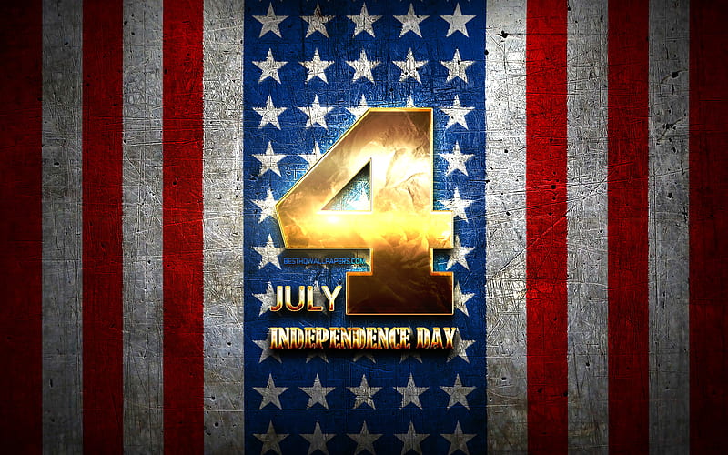 Independence Day, July 4, golden signs, Fourth of July, american national holidays, USA, US national holidays, America, Happy Fourth of July, HD wallpaper