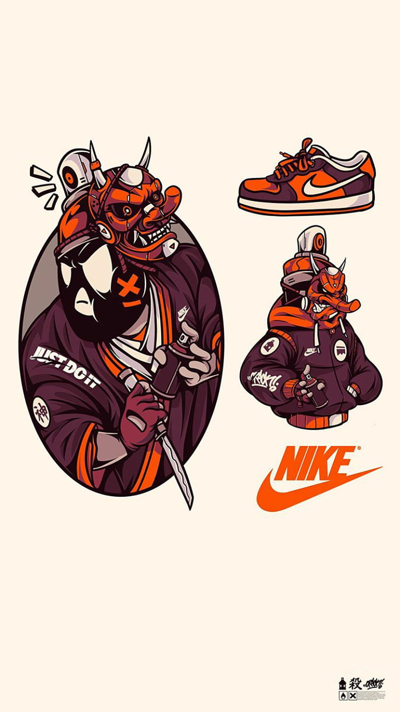 Download Nike Graffiti Cartoon Dunking Wallpaper