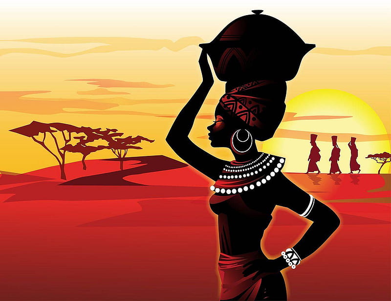 African Woman With Jug Art, African Women Art, HD wallpaper