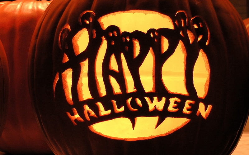 Happy Halloween Everyone!, carved, halloween, pumpkin, happy, HD wallpaper