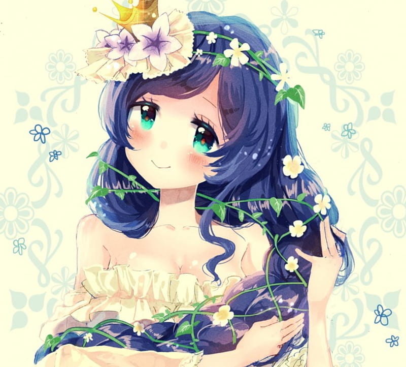 Transparent Gallery Wallpaper Hd - Flower Crown Anime Girl, HD Png Download  , Transparent Png Image - PNGitem