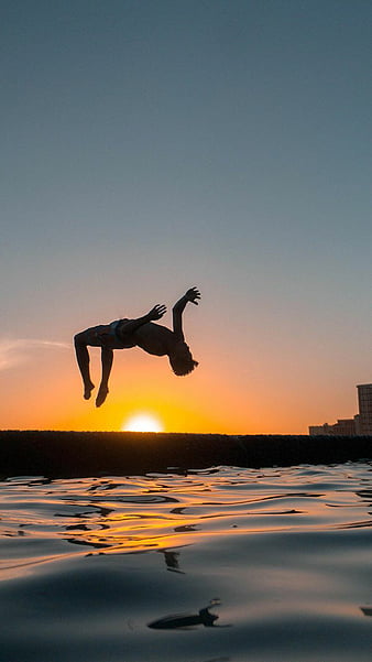 HD wallpaper: Silhouette Person Jumping, backflip, bridge, city, clouds,  daredevil | Wallpaper Flare