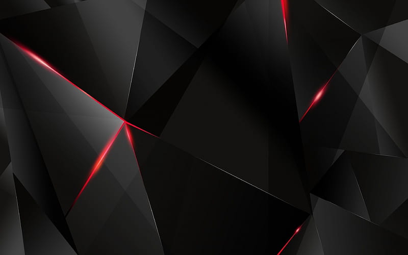 color geometrics - black and red encounter, geometrics, red, black triangles, black, triangles, glass, red laser lights, color geometrics, glass geometrics, red laser, HD wallpaper