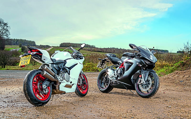 MV Agusta F3 800, Ducati 959 Panigale sportsbikes, 2018 bikes, Ducati, MV Agusta, HD wallpaper