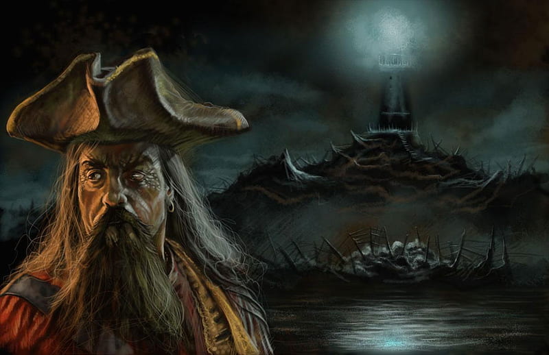 Pirate, fantasy, moon, landscape, HD wallpaper | Peakpx