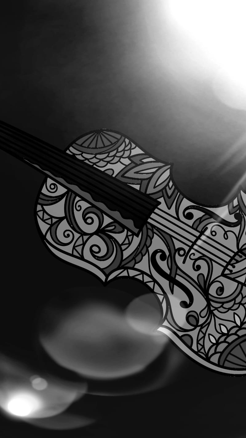 Dark Violin, black and white, music, soft, HD phone wallpaper