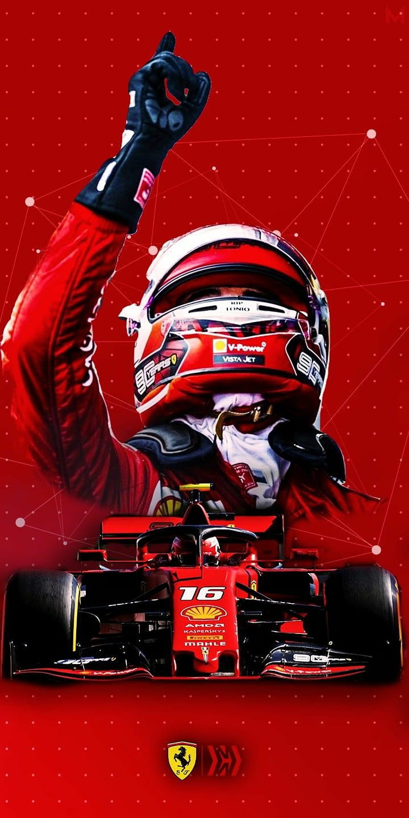 F1 Ferrari, 16, car, f1, ferrari, formula, leclerc, leclerc 16, HD phone wallpaper