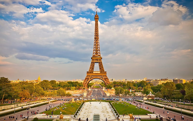 Eiffel Tower, summer, evening, Paris, France, HD wallpaper