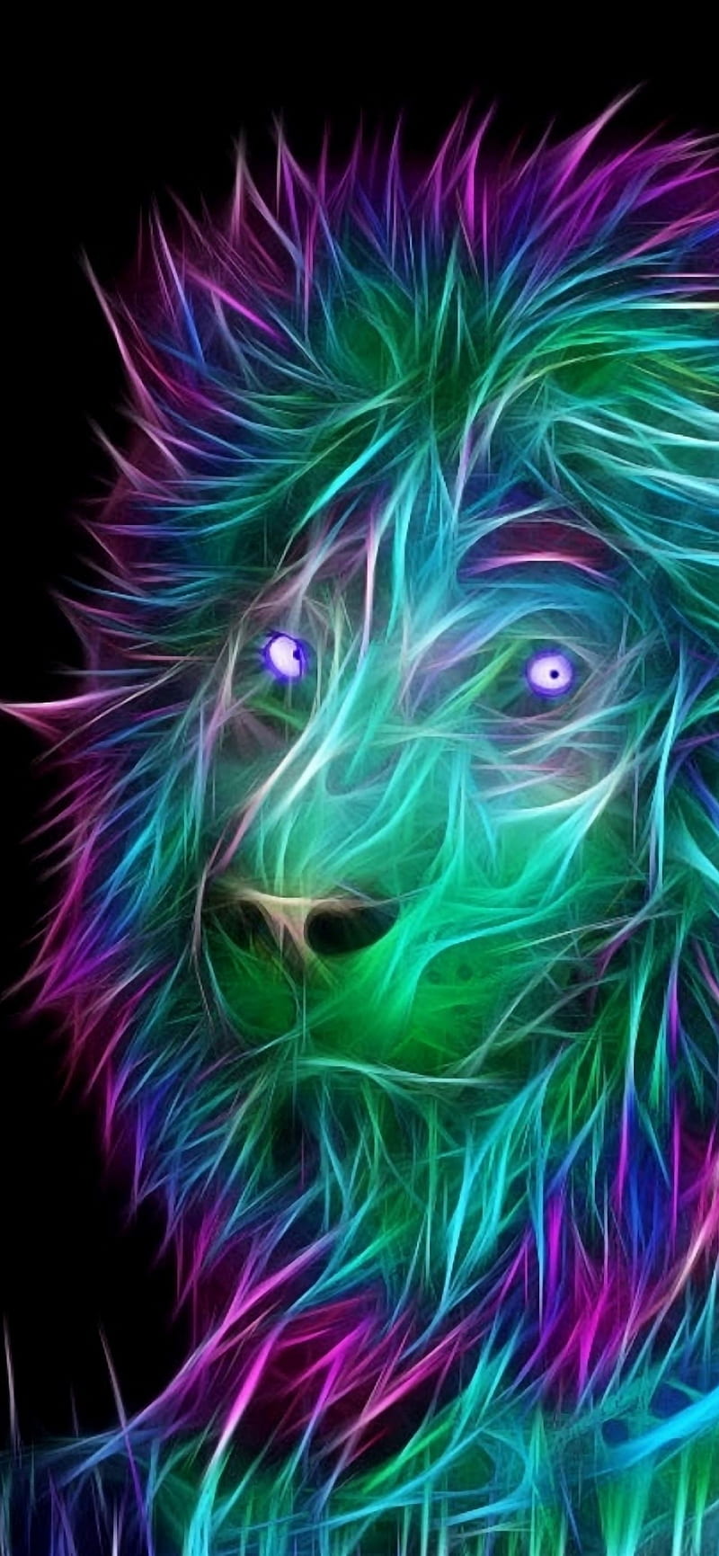 Abstract 3D Art Lion Colorful Hair iPhone, Purple and Teal, HD phone wallpaper