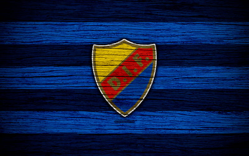 Djurgarden FC Allsvenskan, soccer, football club, Sweden, Djurgarden, emblem, wooden texture, FC Djurgarden, HD wallpaper