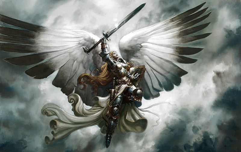 Warrior Angel, warrior, badass angel, angle sword, angel of war, angels, tough angel, HD wallpaper