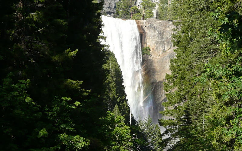 Vernal Falls, Yosemite National Park, California, rocks, california, national, shadow, park, trees, waterfalls, yosemite, leaves, daylight, water, green, day, nature, white, falls, HD wallpaper