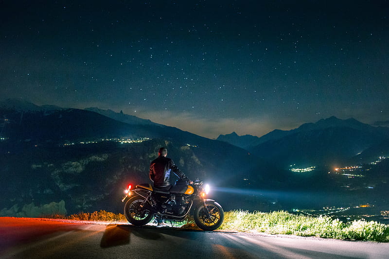 Motorcycle, motorcyclist, bike, night, view, HD wallpaper | Peakpx