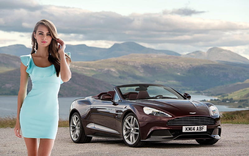 2014 Aston Martin and Xenia Deli, Model, Aston Martin, carros, Blonde, HD wallpaper