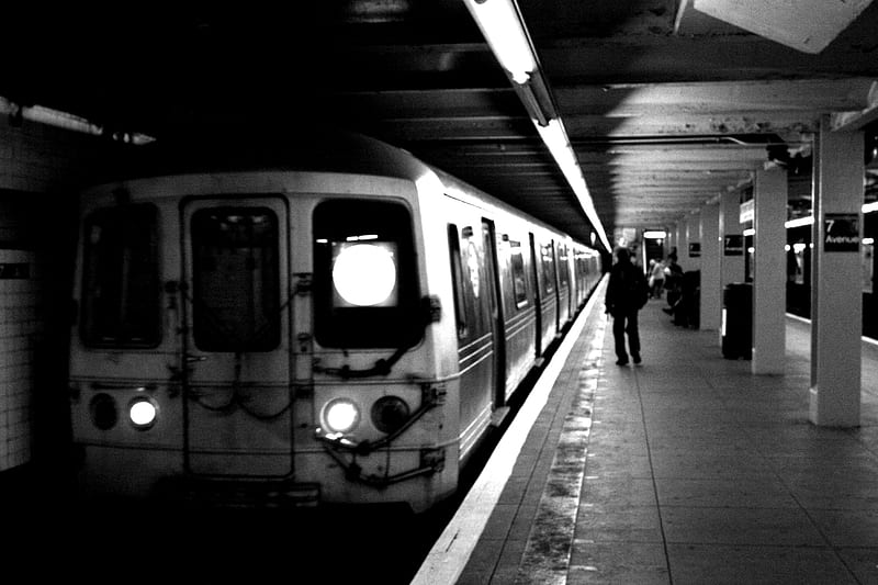 subway, black and white, underground, people mover, HD wallpaper