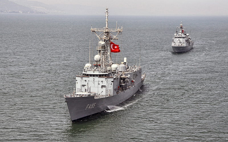 TCG Gediz, F495, Turkish guided-missile frigate, Turkish Navy, F-495, NATO, Flag of Turkey, Turkish warships, HD wallpaper