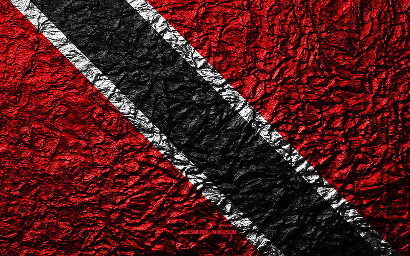Flag of Trinidad and Tobago stone texture, waves texture, Trinidad and Tobago flag, national symbol, Trinidad and Tobago, North America, stone background, HD wallpaper