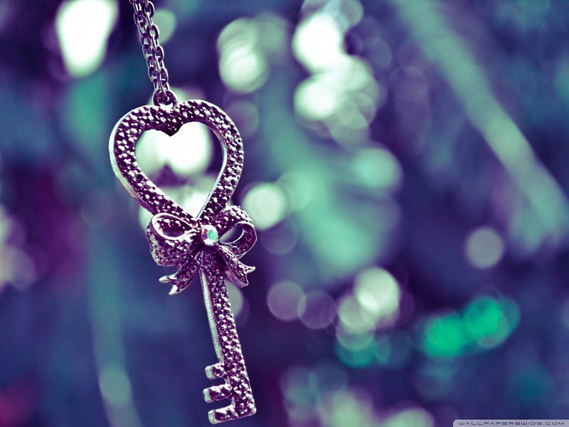 ~key to my heart~, Chain, love, key, heart, HD wallpaper