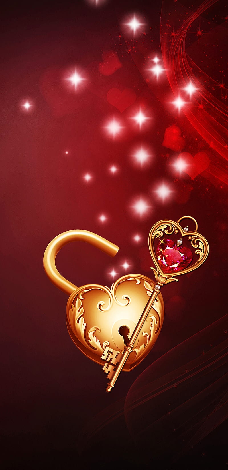 Corazón desbloqueado, corazón, corazones, llave, de bloqueo, rojo, brillar,  Fondo de pantalla de teléfono HD | Peakpx