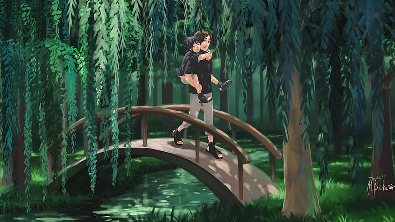 Black Hair Boy On Bridge Itachi Uchiha Sandal Sasuke Uchiha Naruto, HD wallpaper