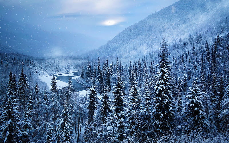 Snowing Over The Mountains, HD wallpaper