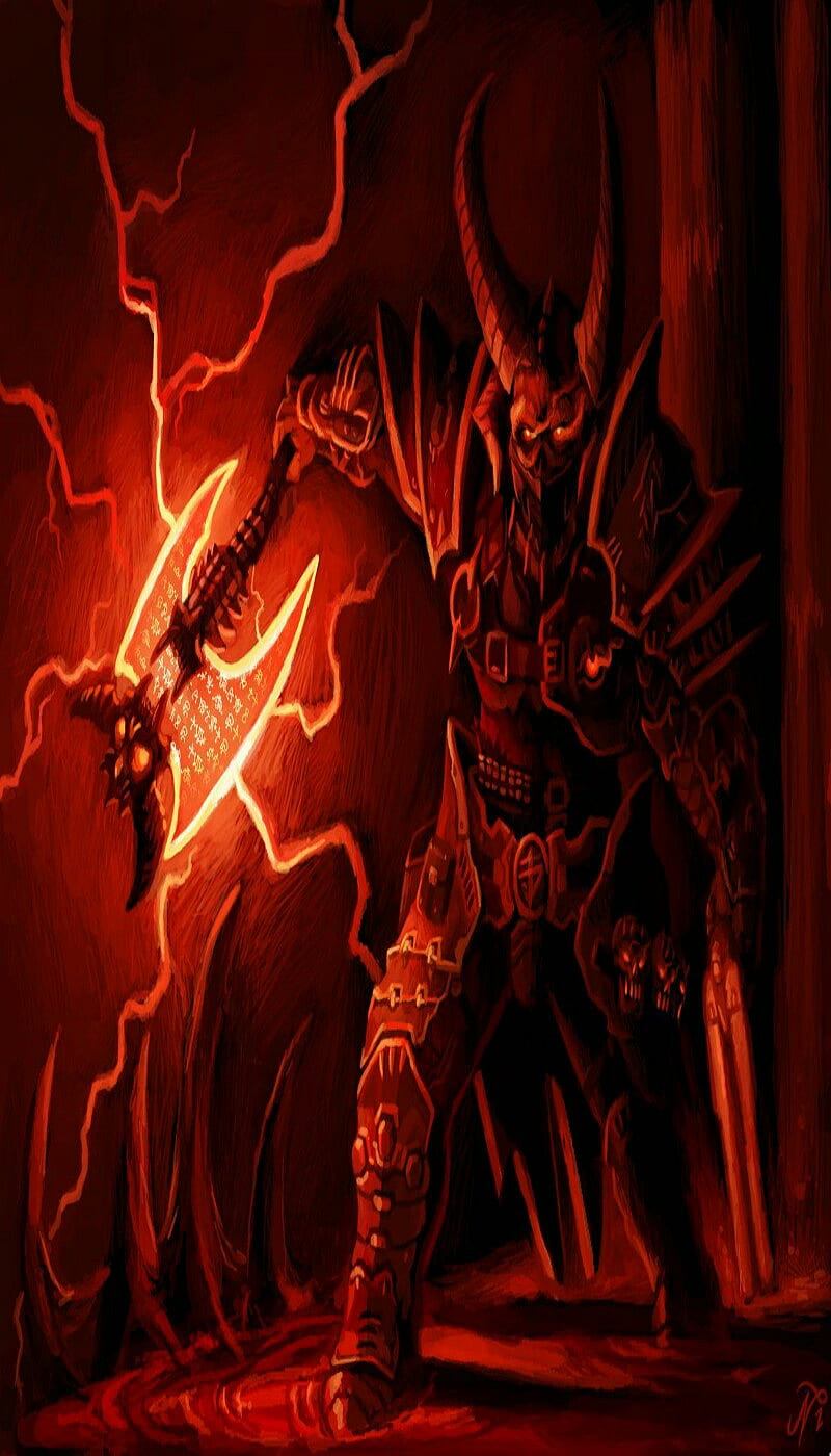 Marauder, art, demon, doom, doom eternal, game, HD phone wallpaper