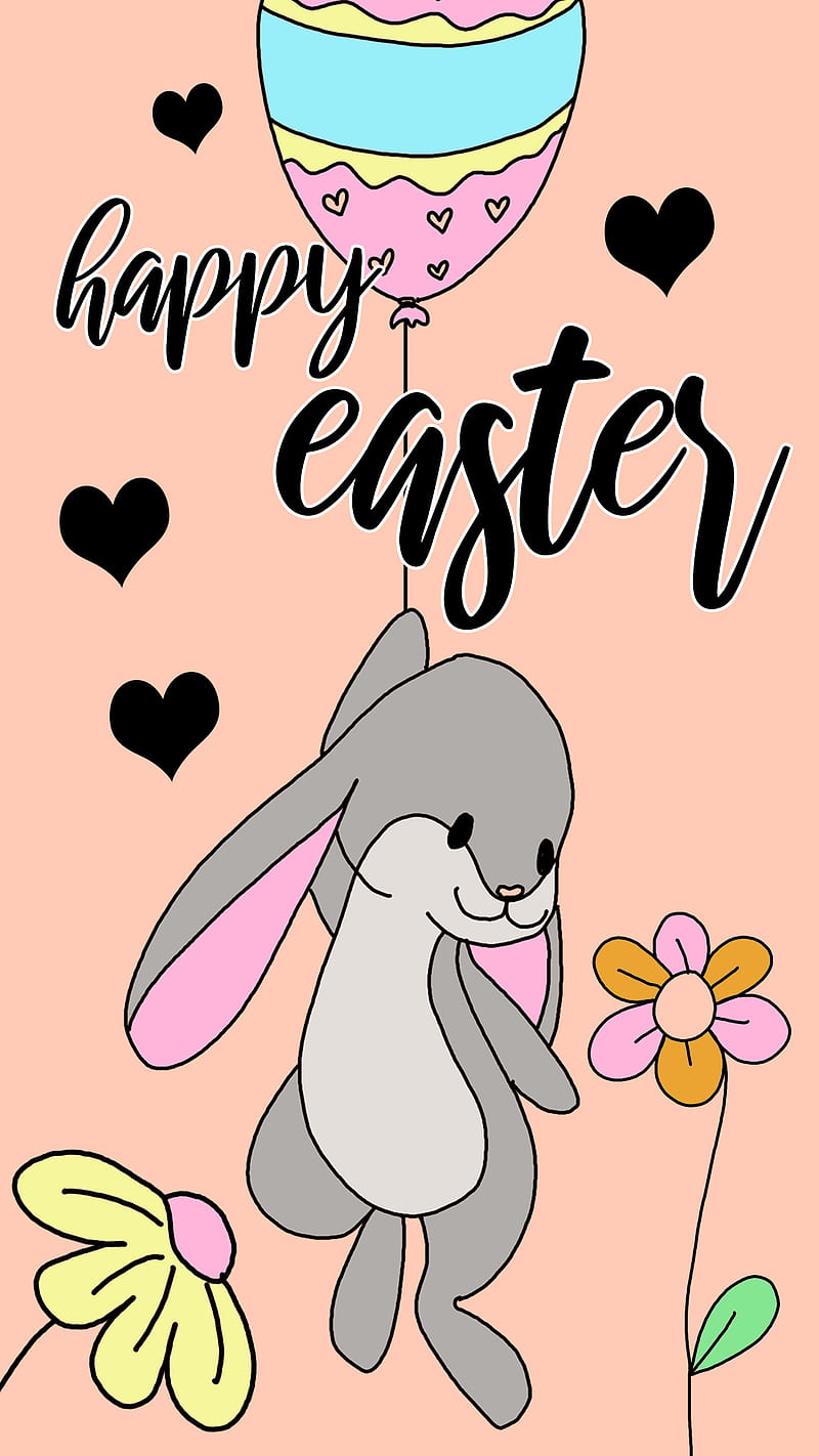 easter bunny, eggs, happy, happy Easter, holiday, rabbits, religion, spring, tulips, HD phone wallpaper