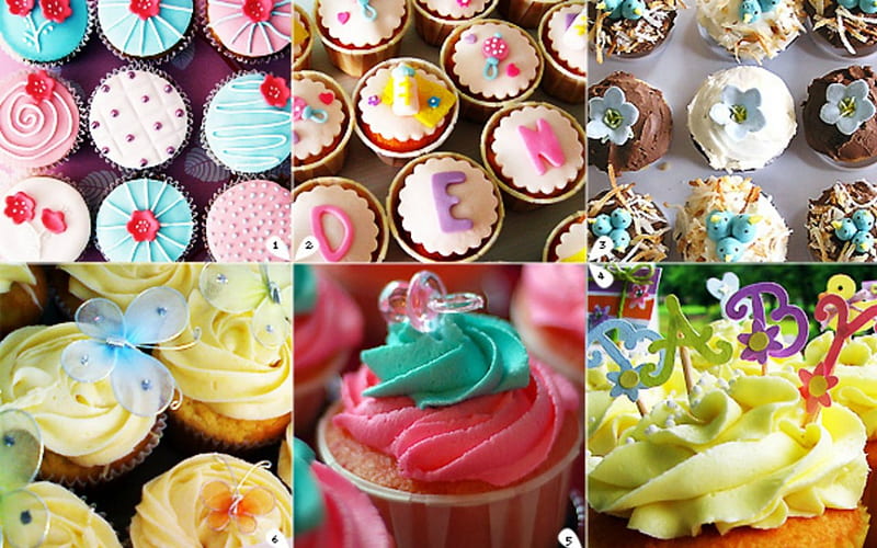 Cupcakes, frosting, sweets, food, HD wallpaper