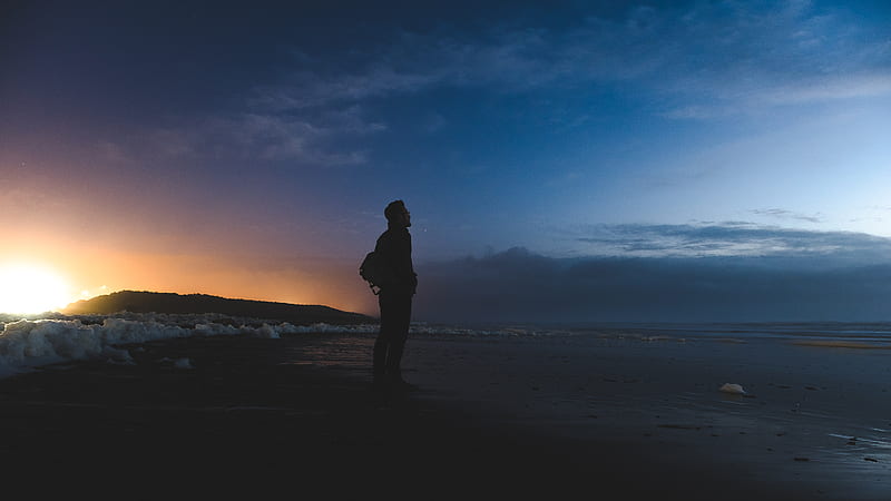 Man standing on seashore facing sea, HD wallpaper | Peakpx