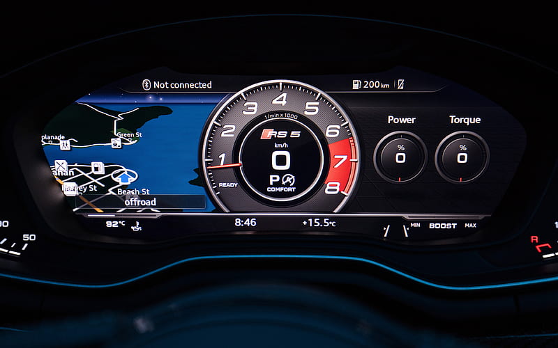 Audi RS5, dashboard, 2018 cars, speedometer, Audi, HD wallpaper