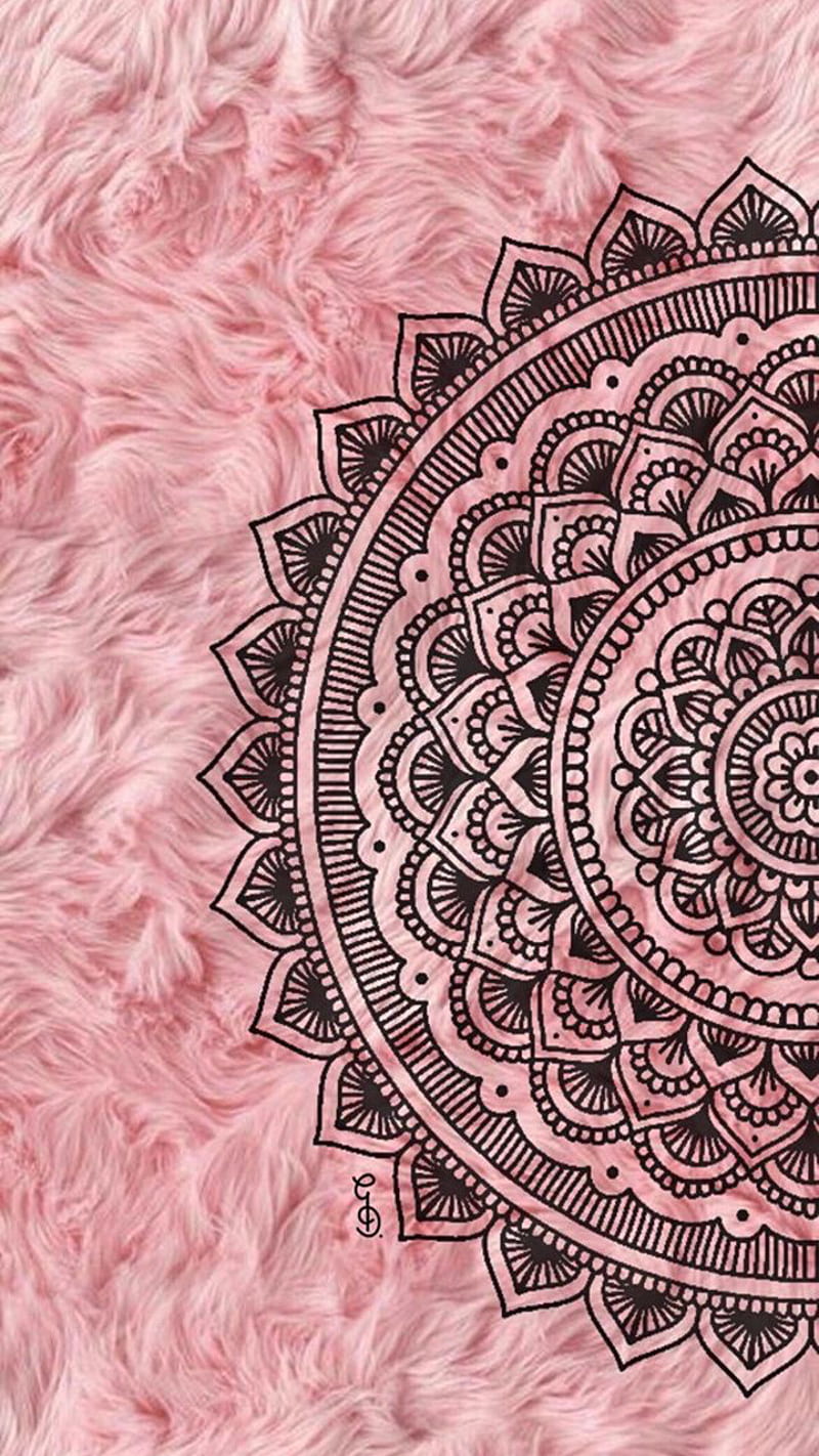 Mandala, cute, desenho, fur, pink, pretty, HD phone wallpaper
