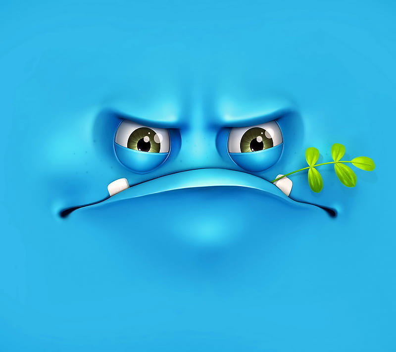 Funny Face, angry, blue, HD wallpaper