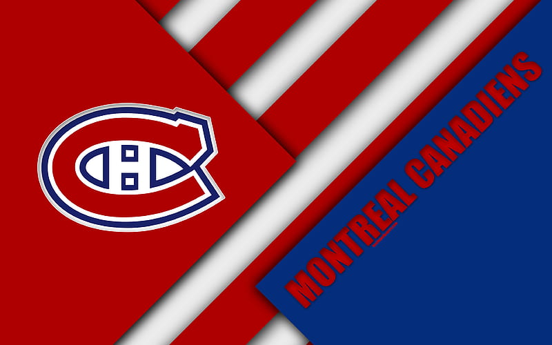 Montreal Canadiens material design, logo, NHL, blue red abstraction, lines, hockey club, Montreal, Quebec, Canada, USA, National Hockey League, HD wallpaper