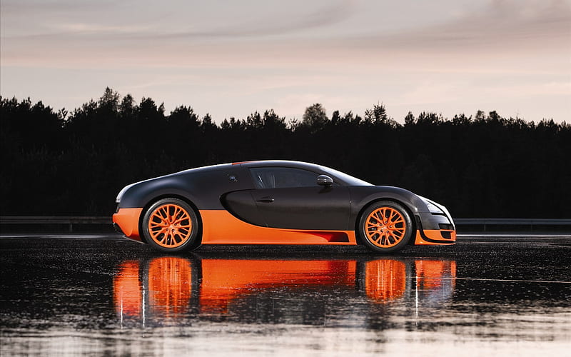 orange and black bugatti