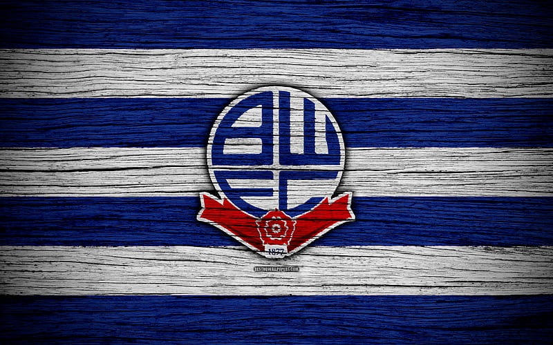 Bolton Wanderers FC EFL Championship, soccer, football club, England, Bolton Wanderers, logo, wooden texture, FC Bolton Wanderers, HD wallpaper
