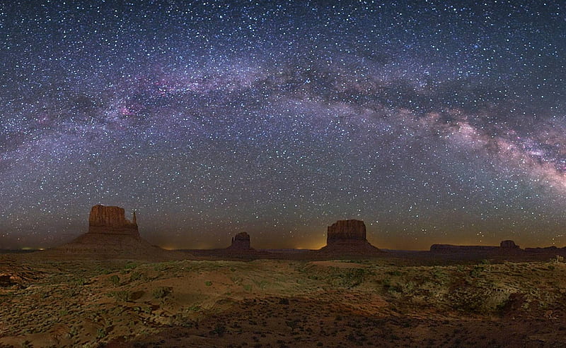 The Milky Way Over Monument Valley, stars, cool, desert, space, nature, fun, HD wallpaper