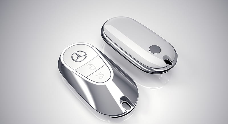 2021 Mercedes-Benz S-Class - key in white high gloss with decorative frame in chrome high gloss , car, HD wallpaper